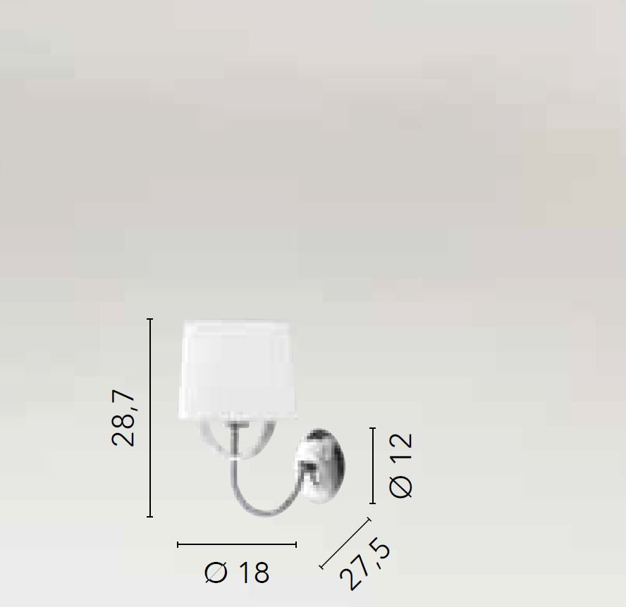 Applique struttura metallo cromato paralumi tessuto bianco 1XE27 non incl. ASTORIA Applique struttura metallo cromato paralumi tessuto bianco 1XE27 non incl. ASTORIA